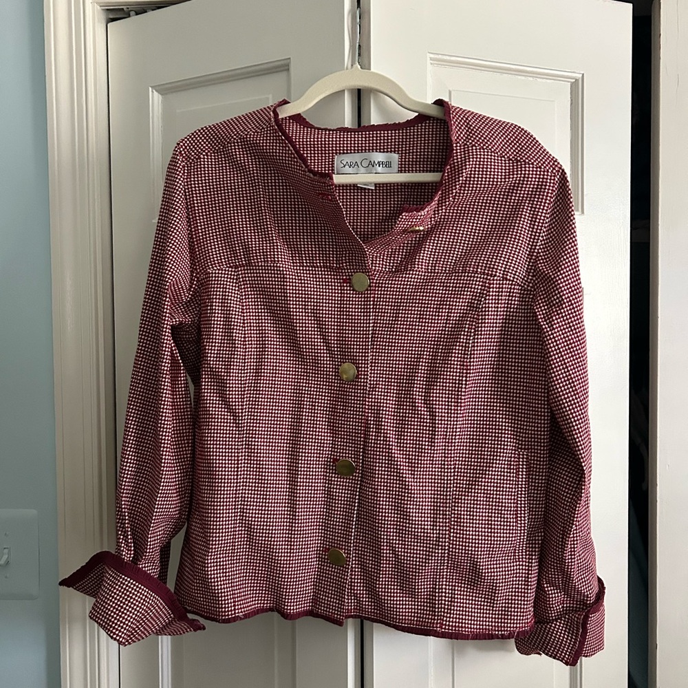 Red Checkered Button-Up Jacket - image 1